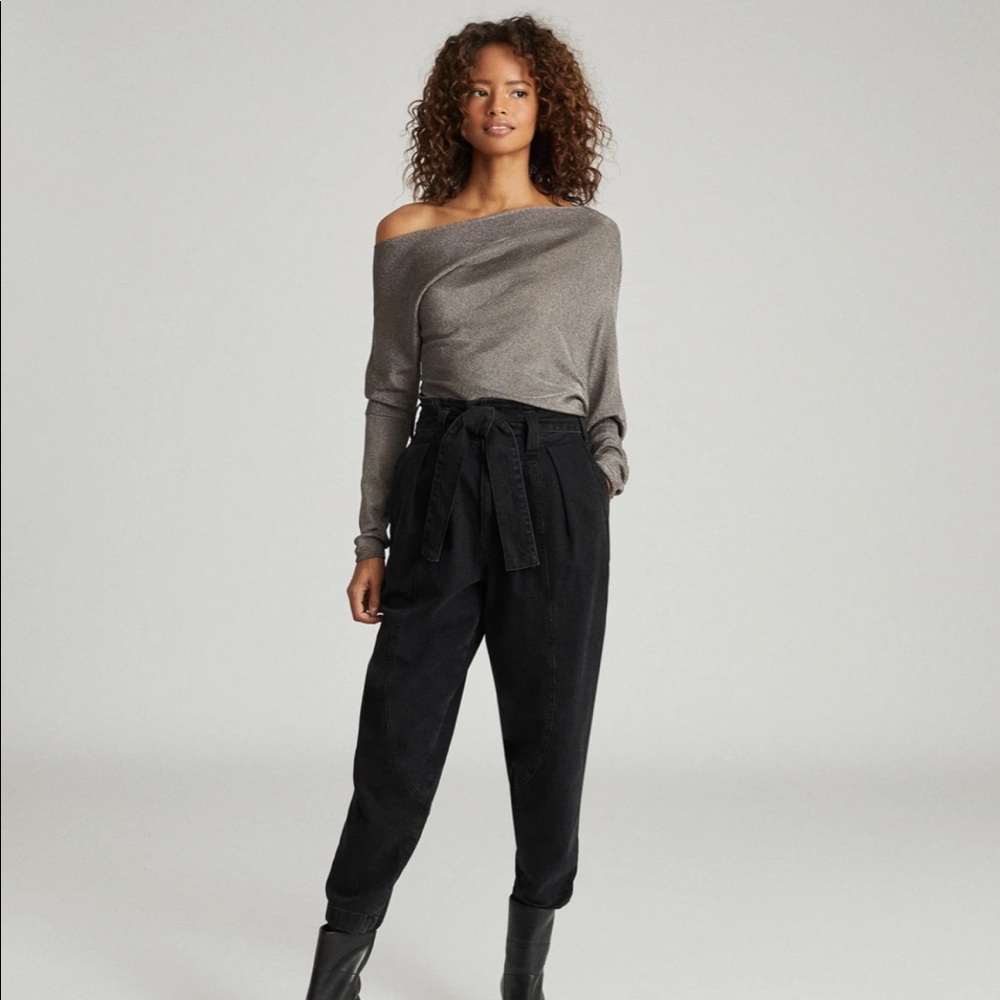 XS Reiss Isla Metallic Top in Mink